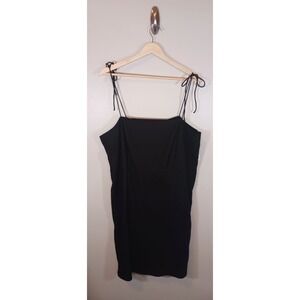 Old Navy Black Linen Blend Sundress 2X NWT Tie Shoulder Pockets Summer Dress